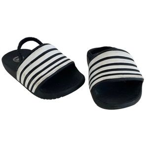 Wonder Nation Infant Stripped Slip-On Slide Sandals Black White Size 4